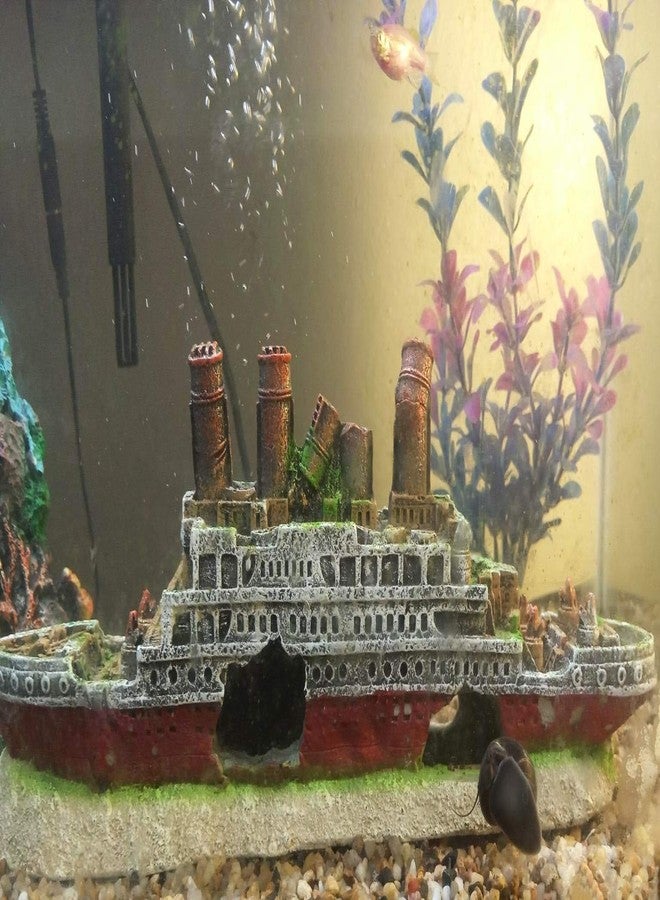 SLOCME Aquarium Titanic Shipwreck Decorations - Fish Tank Resin Material Pirate Ship Decor, Titanic Sunken Ship Ornament - Image 2